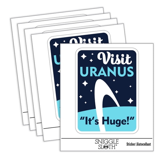 Visit Uranus Science Fiction Destination Car Window Bumper Water Bottle Phone Tablet Laptop Waterproof Vinyl Decal Sticker Set 5-Pack - Gloss Finish - 4.0"