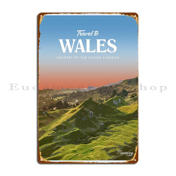 Visit Wales Metal Plaque Poster Create Designs Painting Home Plaques Aluminum Sign Poster Size: 12 x 8 Inches