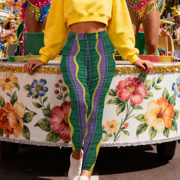 Visit the JURANMO Store Mardi Gras Pants Women Novelty Graphic High Waist Carnival Themed Party Leggings Holiday Parade Tight Pant Multicolor S