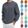 thumbnail image 1 of Visit the JURANMO Store Men's Long Sleeve Shirts Textured Knit Crewneck Casual Tee Tops Lightweight Comfy Fall T Shirt Mint Green L, 1 of 7