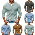 thumbnail image 1 of Visit the JURANMO Store Mens Slim Fit T Shirts Fake Two Piece Crew Neck Long Sleeve Casual Tee Tops Fall Fashion T Shirt Solid Casual Tees Blue M, 1 of 5