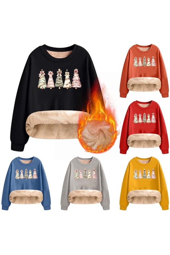 Visit the JURANMO Store Women's Comfy Sweatshirts Fleece Lined Long Sleeve Casual Winter Pullover Tops Funny Graphic Christmas Sweatshirt Black XXL