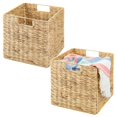thumbnail image 1 of Visit the mDesign Store Storage Water Hyacinth Living Room Woven Cube Chest, Natural, 2 Count, 1 of 9