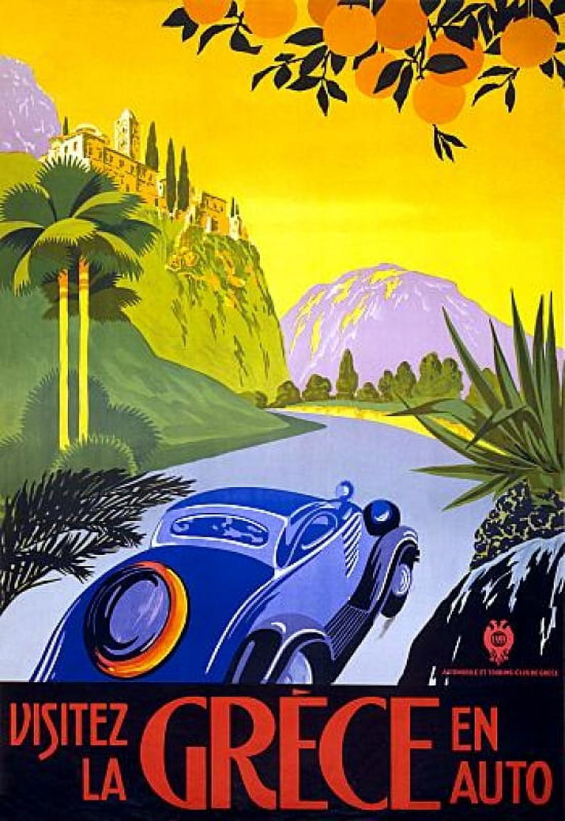 Visitez La Grece En Auto Greece Travel Canvas Art - (24 x 36)