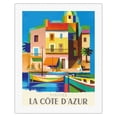 thumbnail image 1 of Visitez (Visit) La Côte D'Azur - France - French Riviera - Vintage Travel Poster by Jacques Nathan-Garamond c.1953 - Fine Art Rolled Canvas Print 20in x 26in, 1 of 4