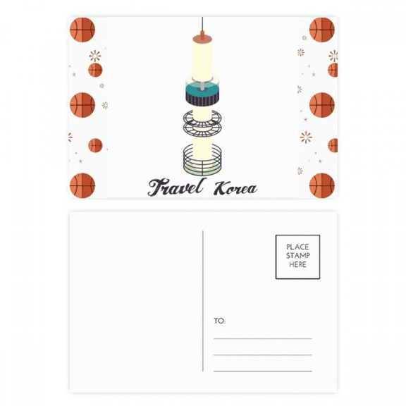 Visiting Seoul Tower in South Korea Basketball Postcard Set Thanks Card Mailing Side 20pcs