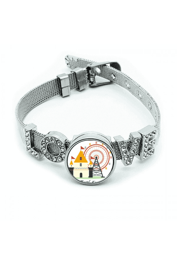 Visiting theme park in South Korea Bracelet Wristband Crystal Love Adjustable Bangle