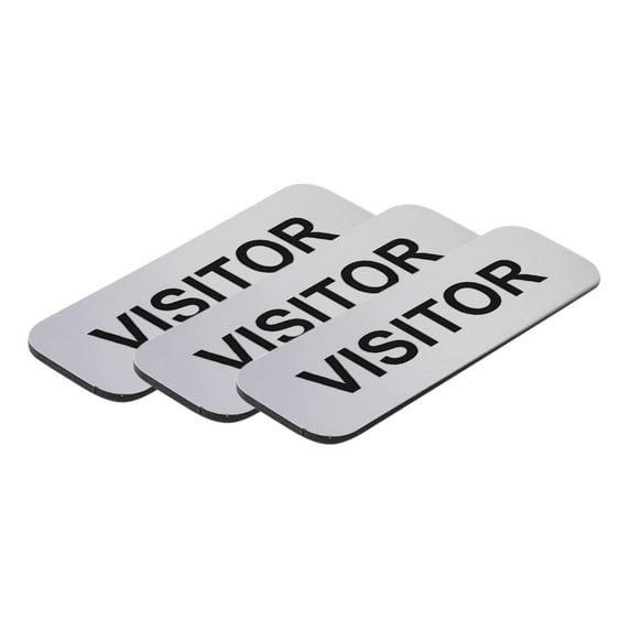 Visitor 1 x 3" Name Tag, Silver (3 Pack)