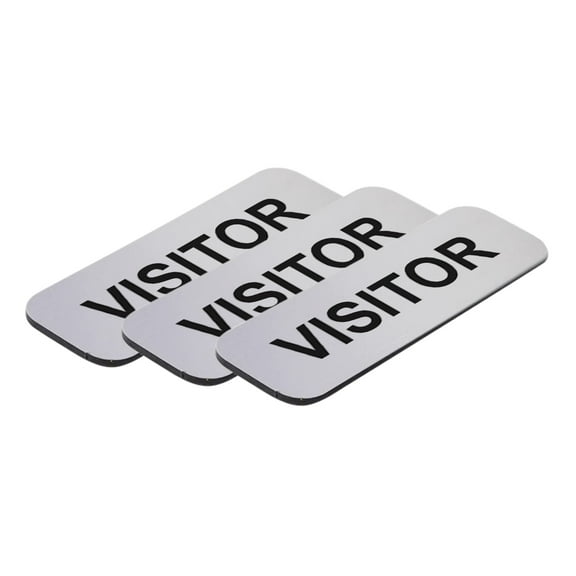 Visitor 1 x 3" Name Tag, Silver (3 Pack)