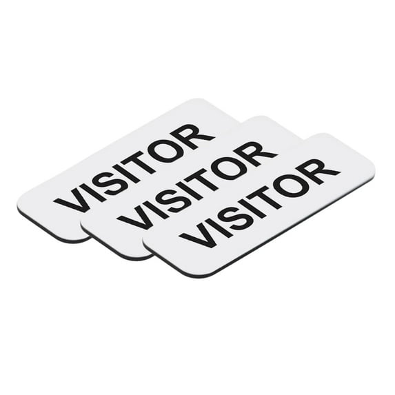 Visitor 1 x 3" Name Tag, White (3 Pack)