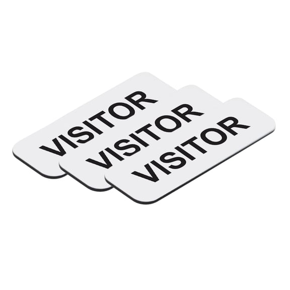 Visitor 1 x 3" Name Tag, White (3 Pack)