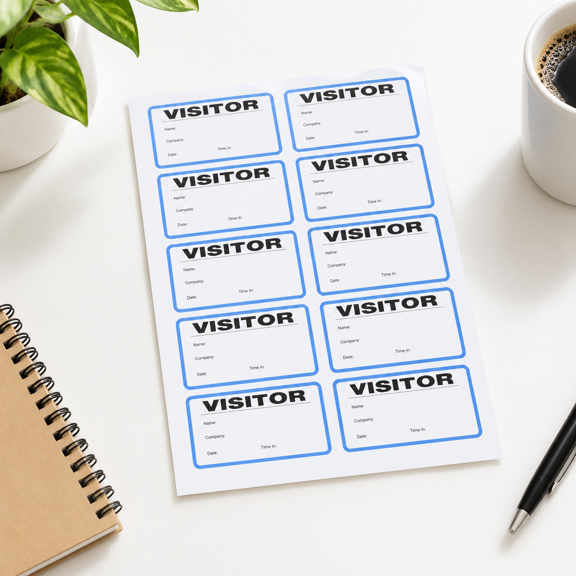 Visitor Badge Log Book with 250 Stickers for School, Office, and Building Use
