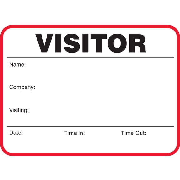 Visitor Badge Sign-in Book with Large Badges 3-1/2" x 2-1/2", Red, 400/Book
