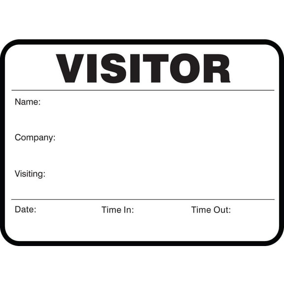 Visitor Badge Sign-in Book with Large Badges 3-1/2" x 2-1/2", Yellow, 400/Book