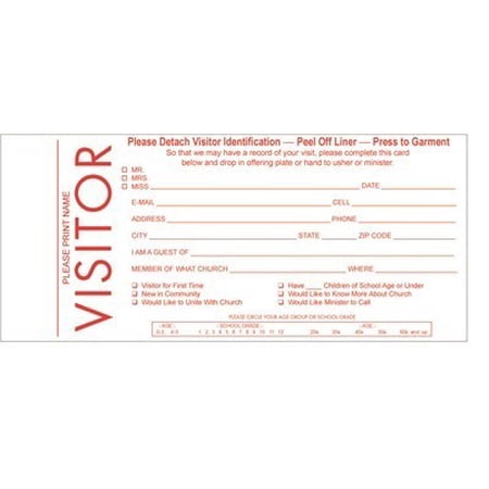 Visitor Card with Detachable Name Tag (Cards)
