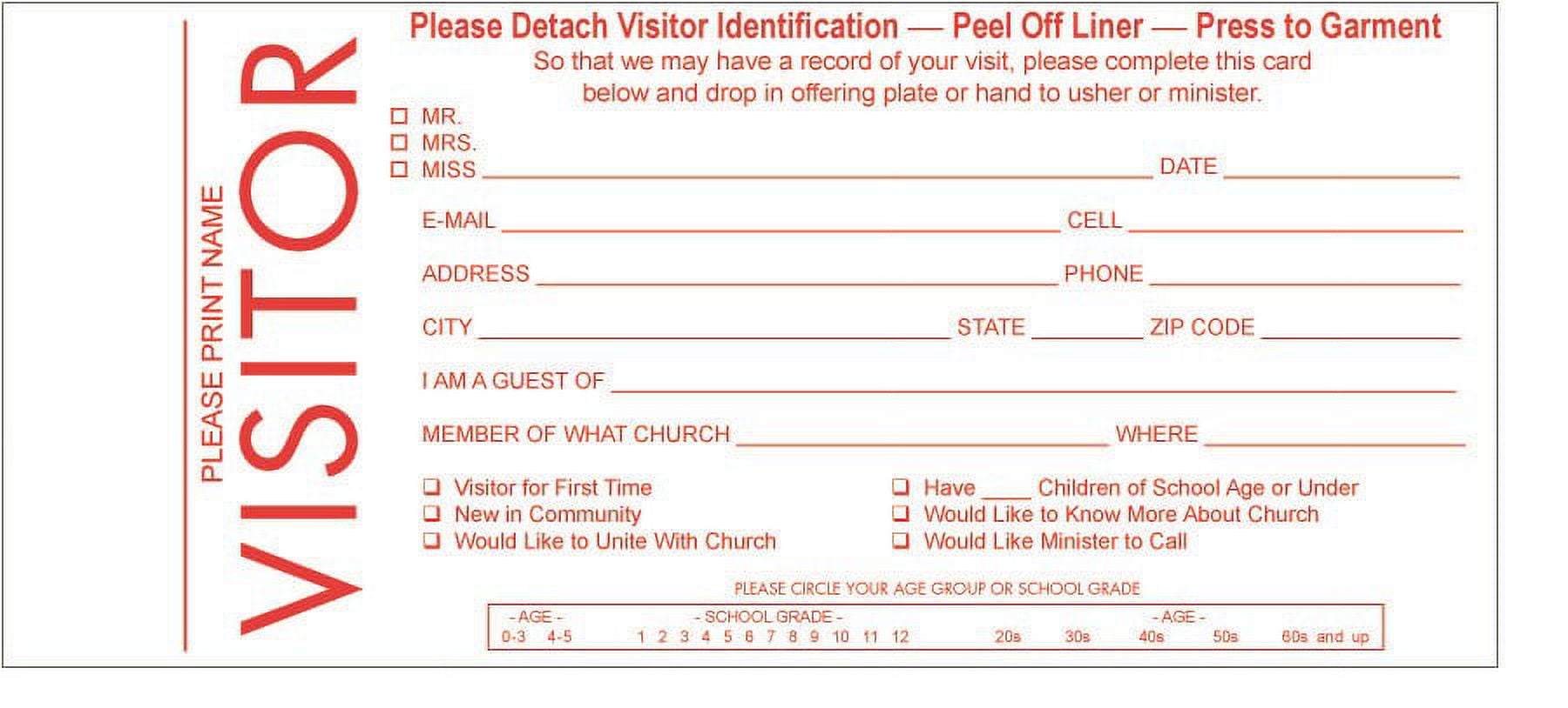 Visitor Cards Church for Free Printable Church Visitor Cards