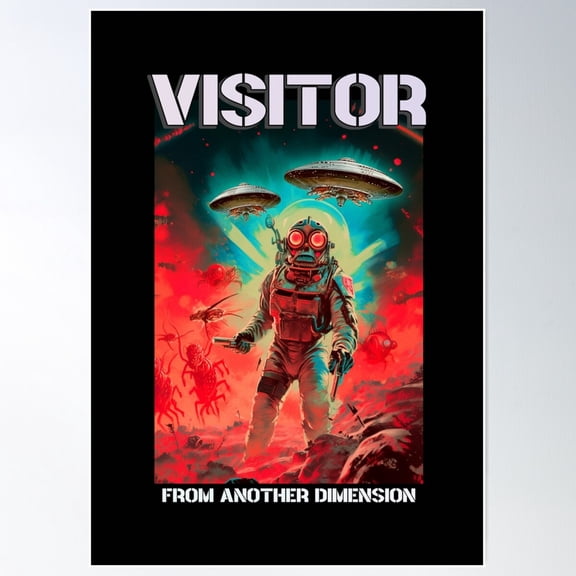 Visitor From Another Dimension - Alien Worlds Poster Wall Art, Modern Wall Decor For Living Room Bedroom, 24x36 UNFRAMED