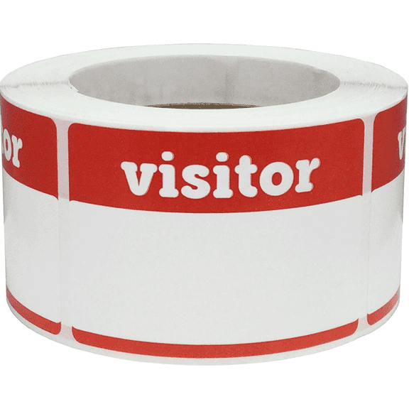 Visitor Labels Red Blank Space For Your Name 3 1/2 x 2 1/2 Inch Rectangles 500 Adhesive Stickers