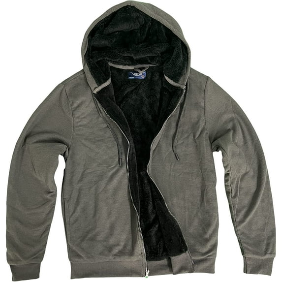 Visitor Men's Heavyweight Sherpa Lined Thermal Hoodie Jacket