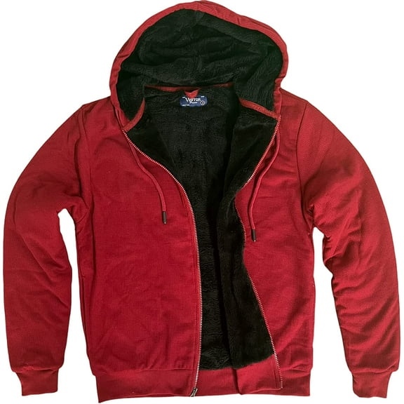 Visitor Men's Heavyweight Sherpa Lined Thermal Hoodie Jacket