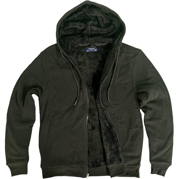 Visitor Men's Heavyweight Sherpa Lined Thermal Hoodie Jacket