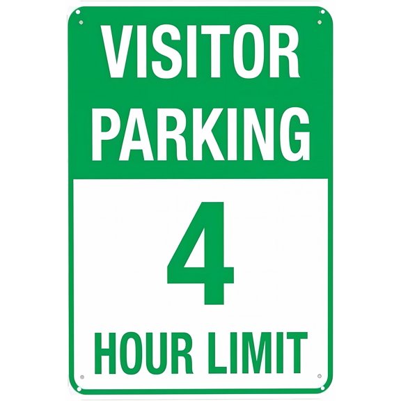Visitor Parking 4 Hour Limit Warning Metal Sign - 8"x12" Vintage Wall Decor, Short-Term Visitor Parking Decor for Home Farm Bar Coffee Shop Club