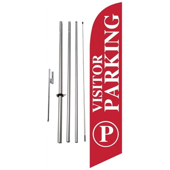 Visitor Parking Feather Banner Swooper Flag Kit w/Spike
