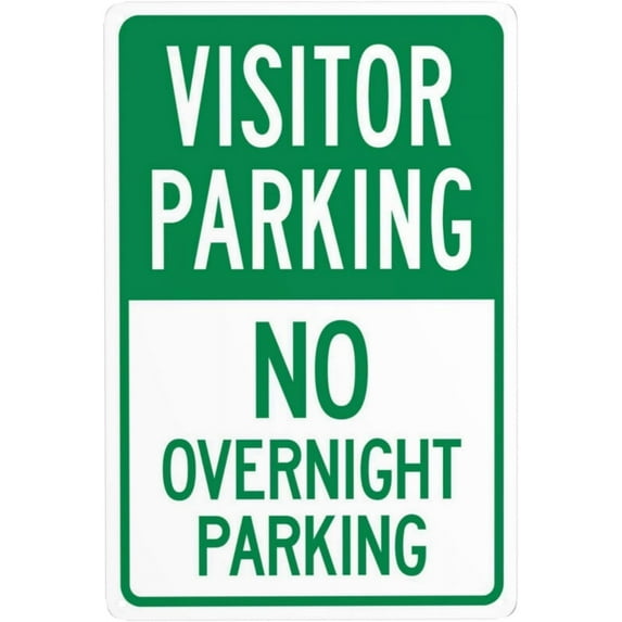 Visitor Parking No Overnight Parking Metal Warning Signs, Cautions Security Tin Sign, Safety Posted Signs for Street Business Wall Decor 8 x 12 Inch