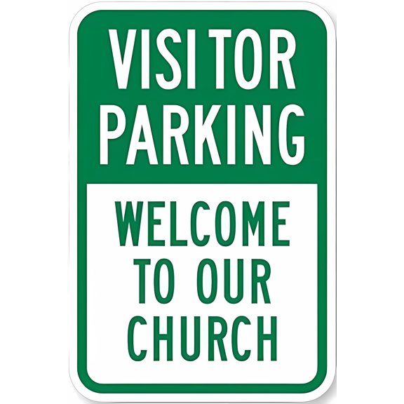 Visitor Parking - Welcome to Our Church Tin Sign - 8"x12" Vintage Metal Warning Sign, Church Parking Decor for Home Farm Bar Coffee Shop Club