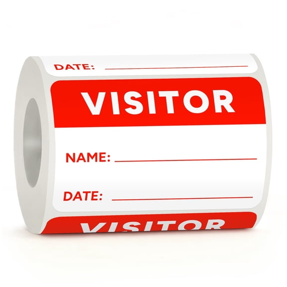 Visitor Pass Stickers, 300Pcs Writable Name Tag Labels 2x3 Inch, Self Adhesive Identification Badges for Office Staff, Events, Conferences, Fluorescent Red