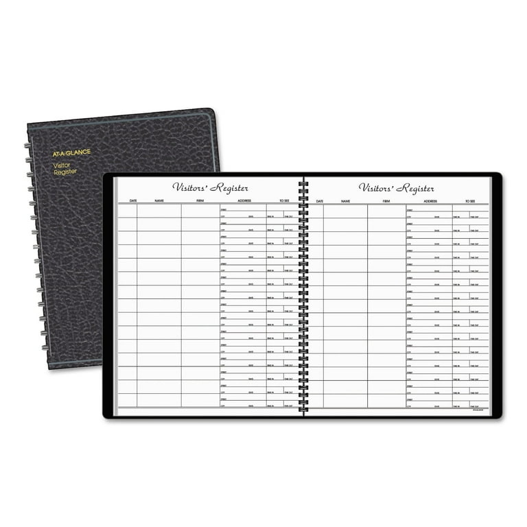 Visitor Register Book, Black Cover, 10.88 x 8.38 Sheets, 60 Sheets/Book Visitor Register Book, Black Cover, 10.88 x 8.38 Sheets, 60 Sheets/Book