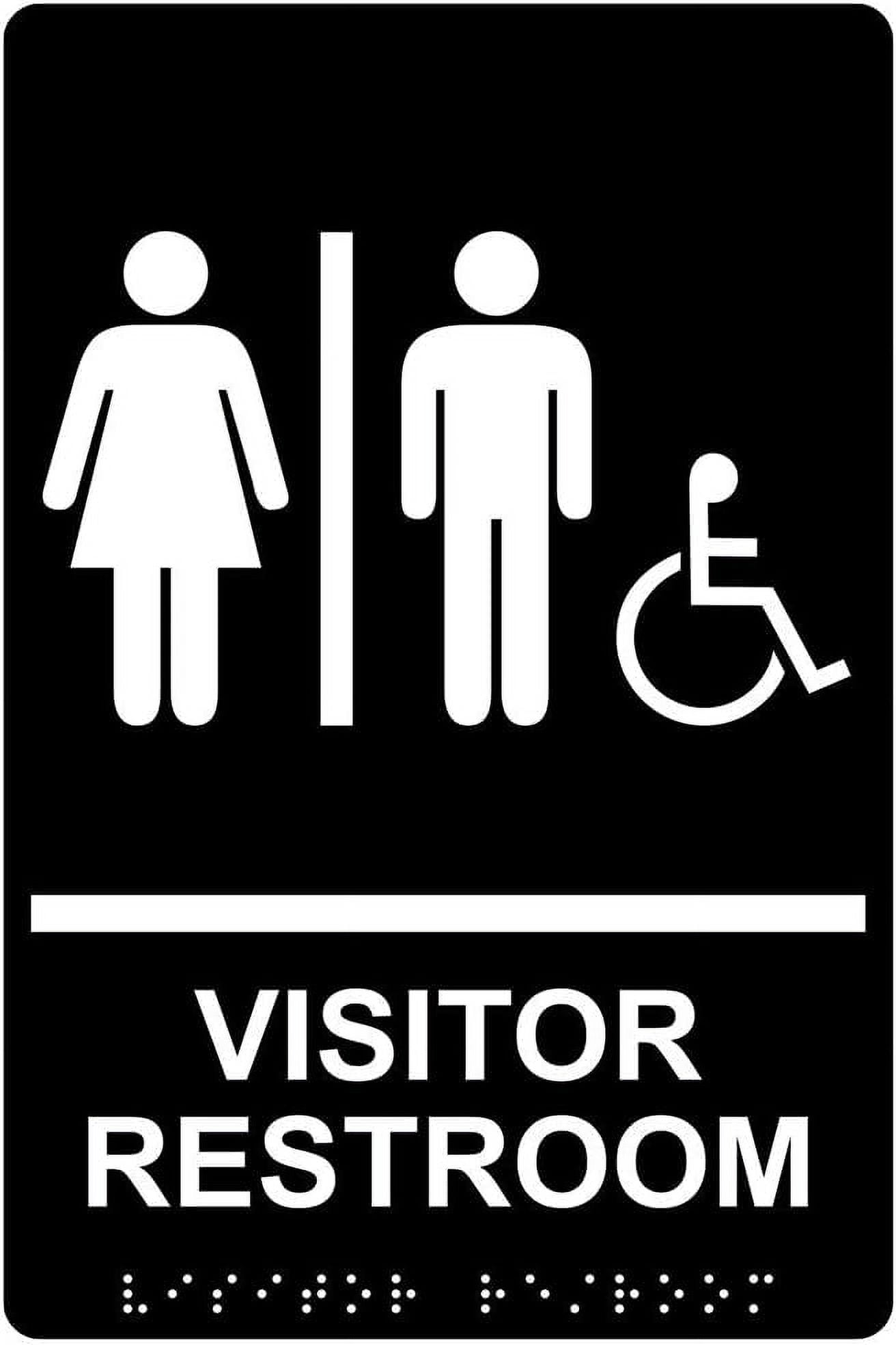 Visitor Restroom Sign, ADA-Compliant Braille And Raised Letters, 9X6 In ...