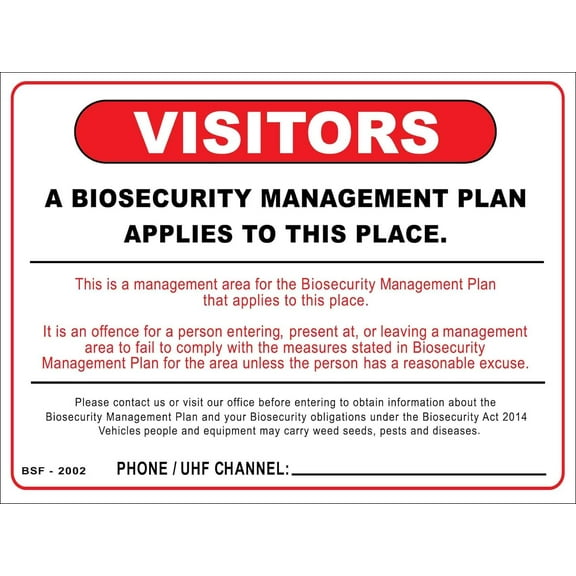 Visitors Biosecurity Management Plan Applies To This Place Sign Metal Tin Sign 8x12 Inches Caution Danger Safety Security Warning Notice Signs