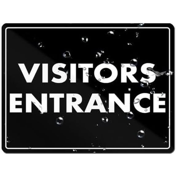 Visitors Entrance Sign W/Adhesive Back - Durable And Wipe Clean Plastic Sign - 8"X6" Business Restaurant Signage For Customer Entry Areas