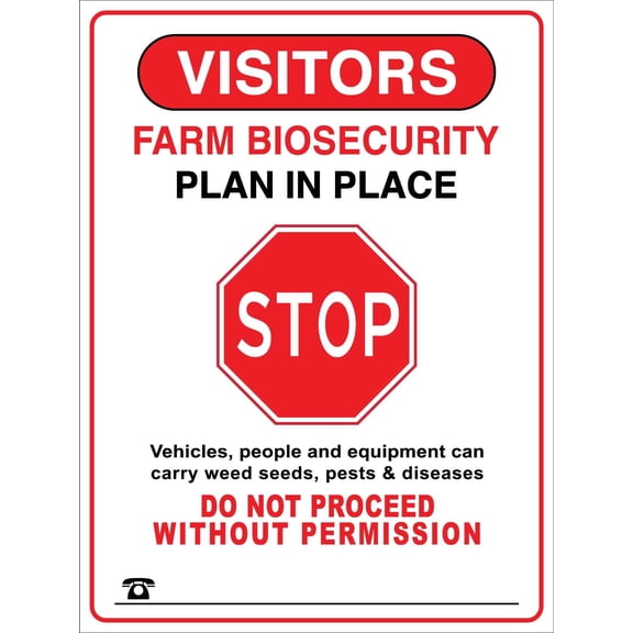 Visitors Farm Biosecurity Plan In Place Stop Metal Sign Caution Danger Safety Security Warning Notice Signs (Aluminum) Size: 8 x 12 inch