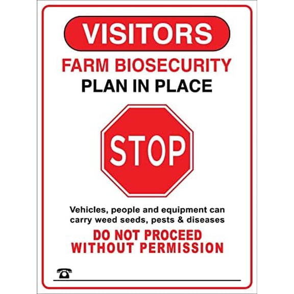 Visitors Farm Biosecurity Plan In Place Stop Sign Metal Tin Sign 8x12 Inches