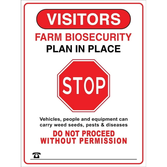 Visitors Farm Biosecurity Plan In Place Stop Sign Metal Tin Sign12x16 Inches Caution Danger Safety Security Warning Notice Signs
