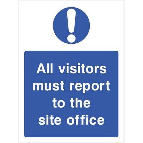 Visitors Must Report To The Site Office Sign Safety & Warning Signs Metal Sign Tin Sign 12x16 Inch - Caution Safety Warning Security Signs Indoor & Outdoor Signs for Home, Office, Work
