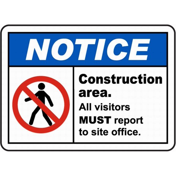 Visitors Must Report to Site Office Sign Safety Sign Notice Sign Warning Street Tin Sign 8x12
