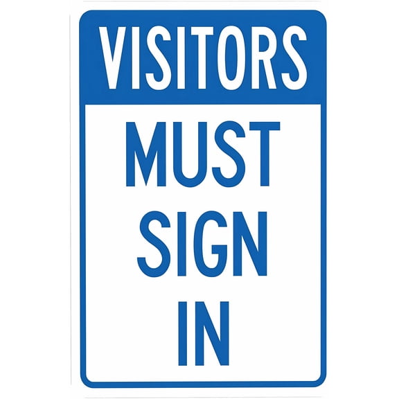 Visitors Must Sign in Warning Sign - 8"x12", Visitor Security Metal Decor for Business, Home, Outdoor/Indoor, Road, Yard, Garage, Street