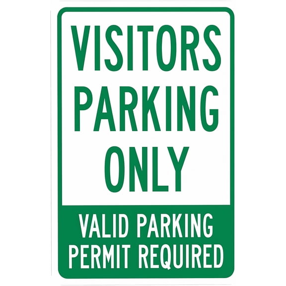 Visitors Parking Only Valid Permit Required Sign 8"x12" - Security Metal Decor for Office, Business Yard Street Road Home Caution