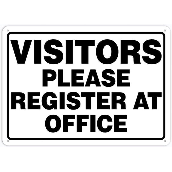 Visitors Please Register At Office Tin Sign For Bathroom Cave Home Wall Club Cafe Bar Wall Decor Metal Poster 12X8 Inch