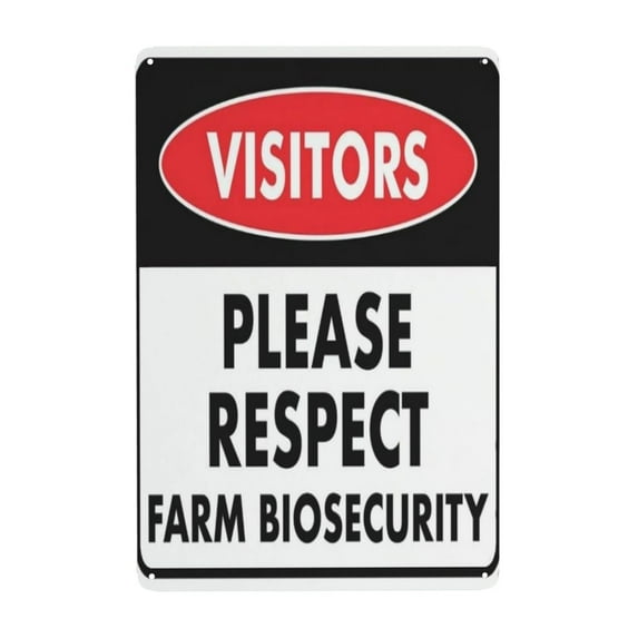 Visitors Please Respect Farm Biosecurity Tin Sign Warning Metal Sign Vintage Sign Wall Decor for Home Farm Bar Coffee Shop Club Decoration 8x12 Inch