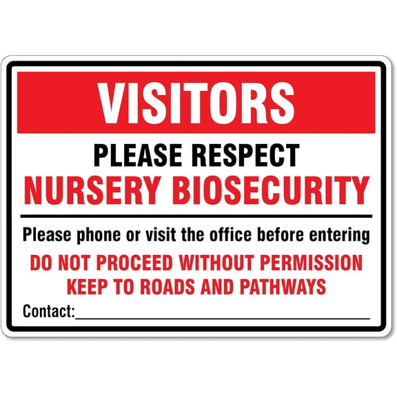 Visitors Please Respect Nursery Biosecurity Sign Farming Signs Biosecurity Signs Metal Tin Sign 12x16 Inches Caution Danger Safety Security Warning Notice Signs