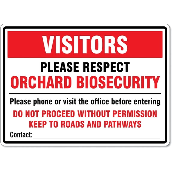 Visitors Please Respect Orchard Biosecurity Sign Farming Signs Biosecurity Signs Metal Tin Sign 8x12 Inches Caution Danger Safety Security Warning Notice Signs