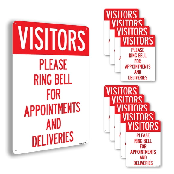Visitors Please Ring Bell For Appointments And Deliveries Public Safety Aluminum Sign 10 Inch x 7 Inch - 10 Pack