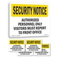 thumbnail image 1 of Visitors Report To Front Office OSHA Security Notice Aluminum Sign 10 Inch x 7 Inch - 5 Pack, 1 of 8