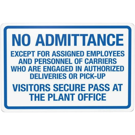 Visitors Secure Pass At The Plant Office Metal Warning Sign, Business Security Tin Signs, Cautions Safety for Workplace Offices Outdoor Area Wall Decor 12" x 8"