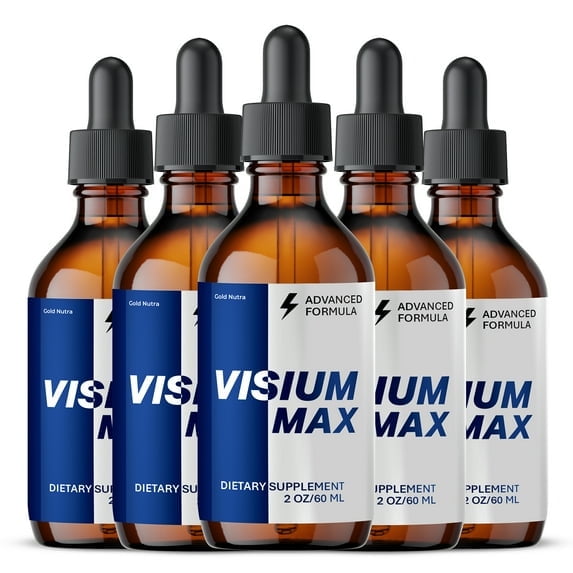 Visium Max Liquid Drops, Visium Max Supplement, All Natural Formula for Men and Women, Extra Strength Vision Max, 60 mL per Bottle (5 Pack)