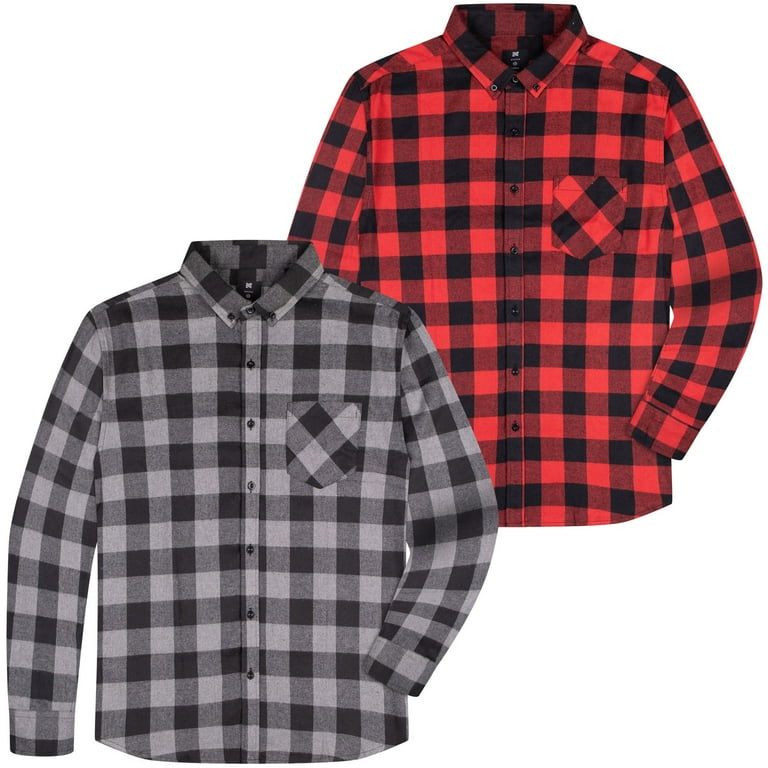 Visive Pack Mens Flannel Shirts Long Sleeve Big And Tall Heavy